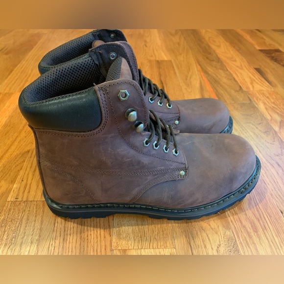 Everboots Steel Toe Lace Up Work boots Brown Leather Brand New Size 13M - Picture 4 of 6